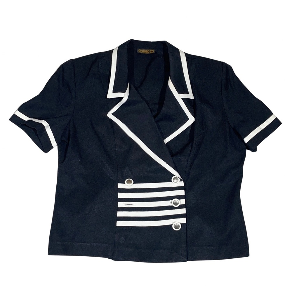 Virgo II Black Blazer with White Stripes